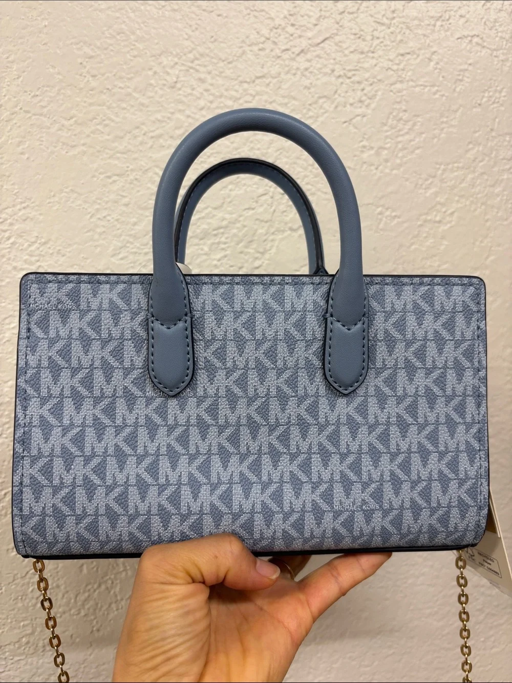 Michael Kors mini Monogram crossbody Chambray blue